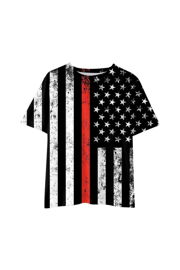 Kid Toddler Shirts 4Th Of July 3D Graphic Printed Tees Boys Girls Novelty Fashion Short Sleeve T Shirts Unisex Casual Tops,Size 7 Years-8 Years