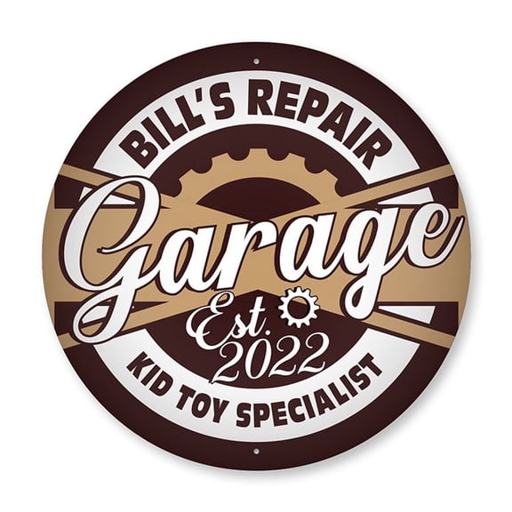 Kid Toy Fix Repair Shop Aluminum Metal Decor Sign - 12" Round