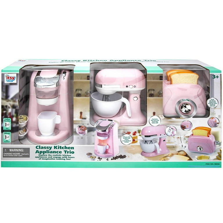 Kid Toy Itsy Tots Classy Kitchen Battery Operated Appliance Trio Pink Coffee Machine My Mixer My Toaster