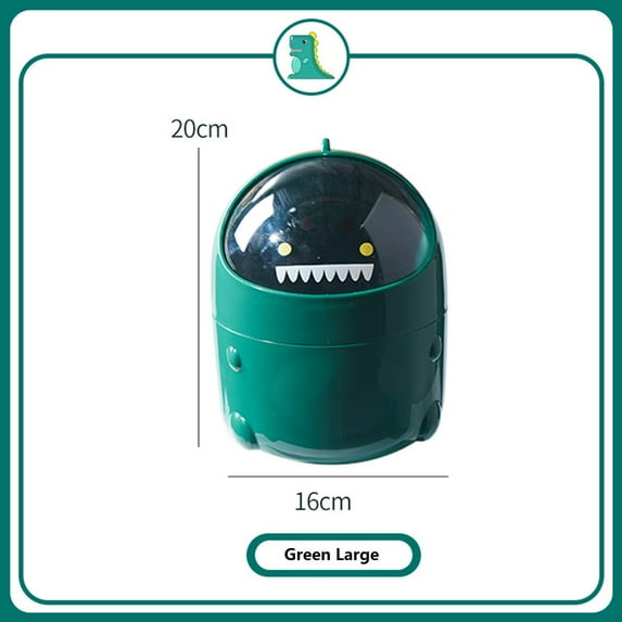 Kid Trash Cans For Rooms - Cartoon Dinosaur Mini Desktop Trash Can, Mini Coffee Table Melon Shells Storage Bucket, Bedroom With Lid Trash Can Small, Trash Cans For Kitchen With Lid