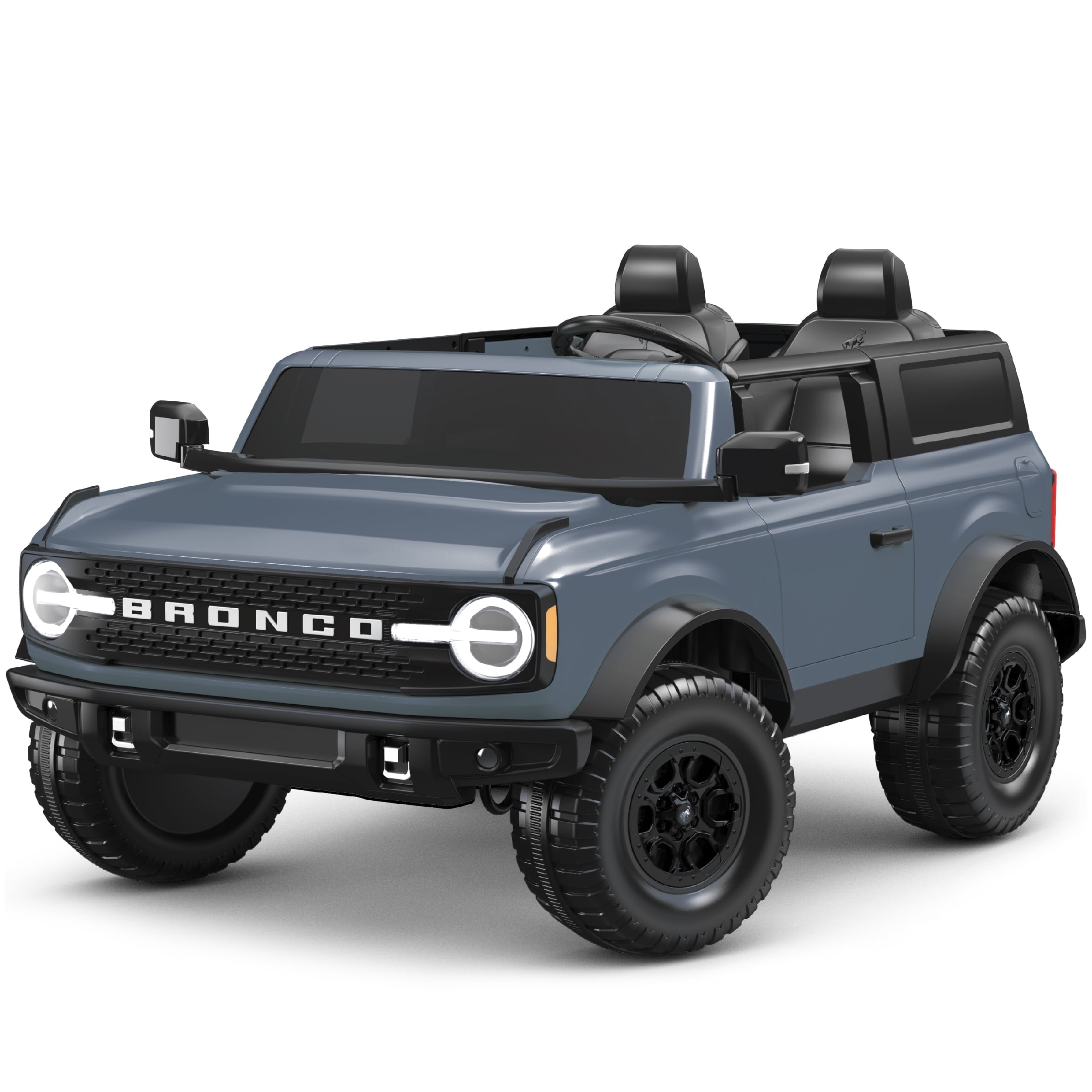 Kid Trax 12V Ford Bronco Ride-On Toy for Ages 3-7, Battery Powered, LED Headlights, FM Radio, MP3, Horn, 2-Seater, Max Weight 130 lb, 2 Speeds, Electric Car for Kids, Kids Ride on Toys, No Remote