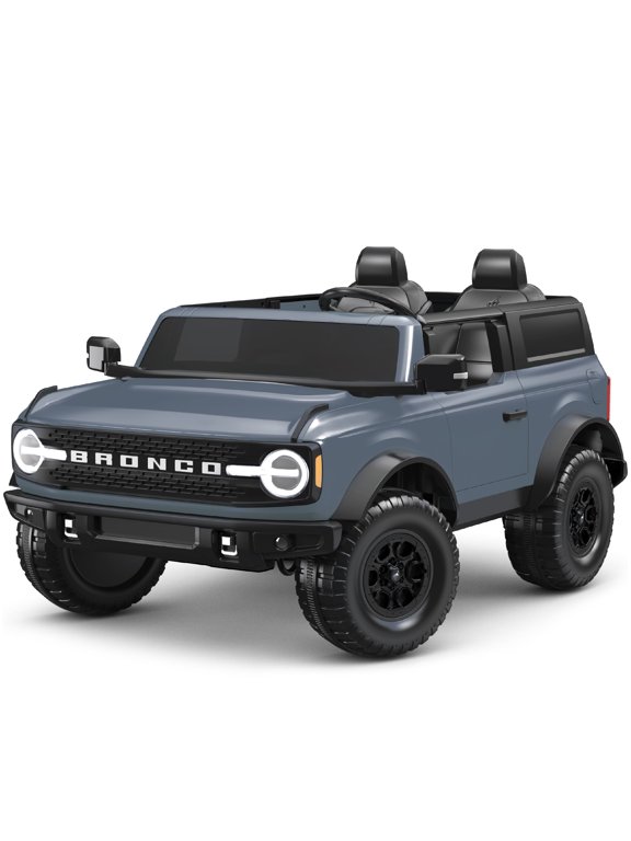 12V Ford Bronco Ride-On Toy for Ages 3-7, Battery Powered, LED Headlights, FM Radio, MP3, Horn, 2-Seater, Max Weight 130 lb, 2 Speeds, Electric Car for Kids, Kids Ride on Toys, No Remote