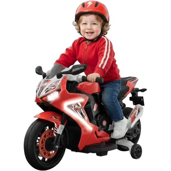 Kid Trax 6V Glow Electric Toddler Kids Motorcycle - Toddler Bike, Indoor/Outdoor Toys, Durable, LED Headlights and Body Light, Realistc Sounds, Kids Ride On Toys, Max Weight 65lbs, Ages 3+, Red