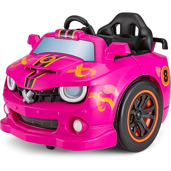 Kid Trax Dizzy Racers 6V Ride On Electric Car – 360° Spin, Up to 66lbs, Ages 2-5, Pink