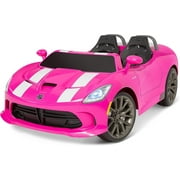 Kid Trax Dodge Viper SRT Convertible Toddler Ride On Toy, Ages 3-7 Years Old, 12 Volt Battery, Max Weight of 130 lbs, Two Seater, Working Lights, Pink