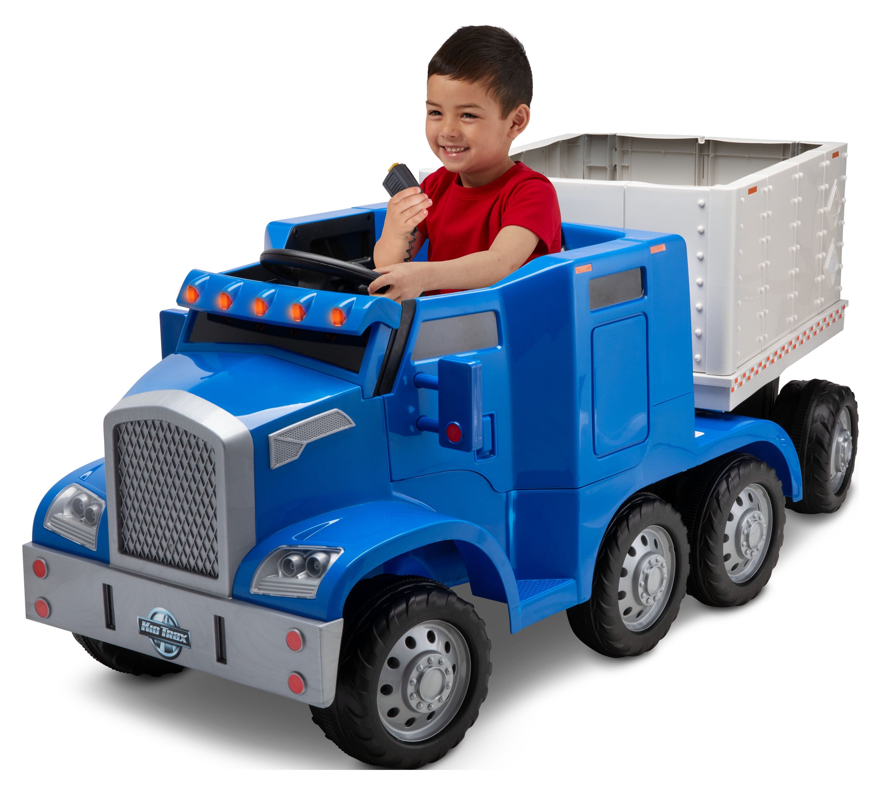 Kid Trax Semi-Truck and Trailer Ride-On Toy, Blue - image 1 of 10