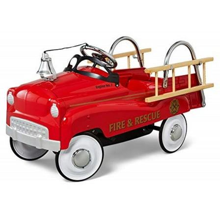 Kid Trax Toddler Classic Pedal Car, Kids 3-5 Years Old, Max Weight 60 lbs, Durable Steel, Fire Truck