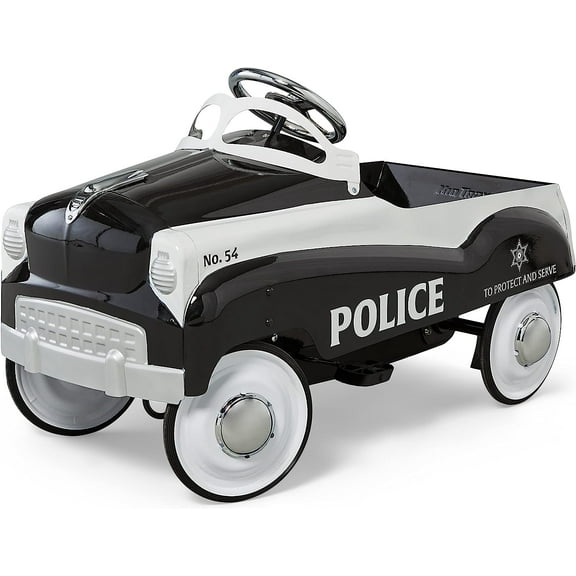 Kid Trax Toddler Classic Pedal Car, Kids 3-5 Years Old, Max Weight 60 lbs, Durable Steel, Police Car