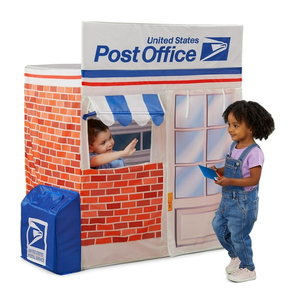 Kid Trax USPS Play Tent for Kids, Tent House for Kids, Large Front and Rear Openings, Mail Collection Box, Includes Carrying Case, Mail Truck or Carrier Accessory, Kids Play House, Post Office Toys