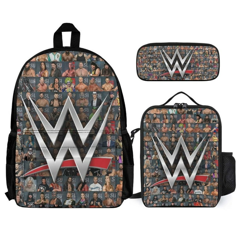 Kid WWE School Bag 3 Piece Backpack Set With Lunch Box And Pencilcase Casual Bookbag for Boys Girls Walmart
