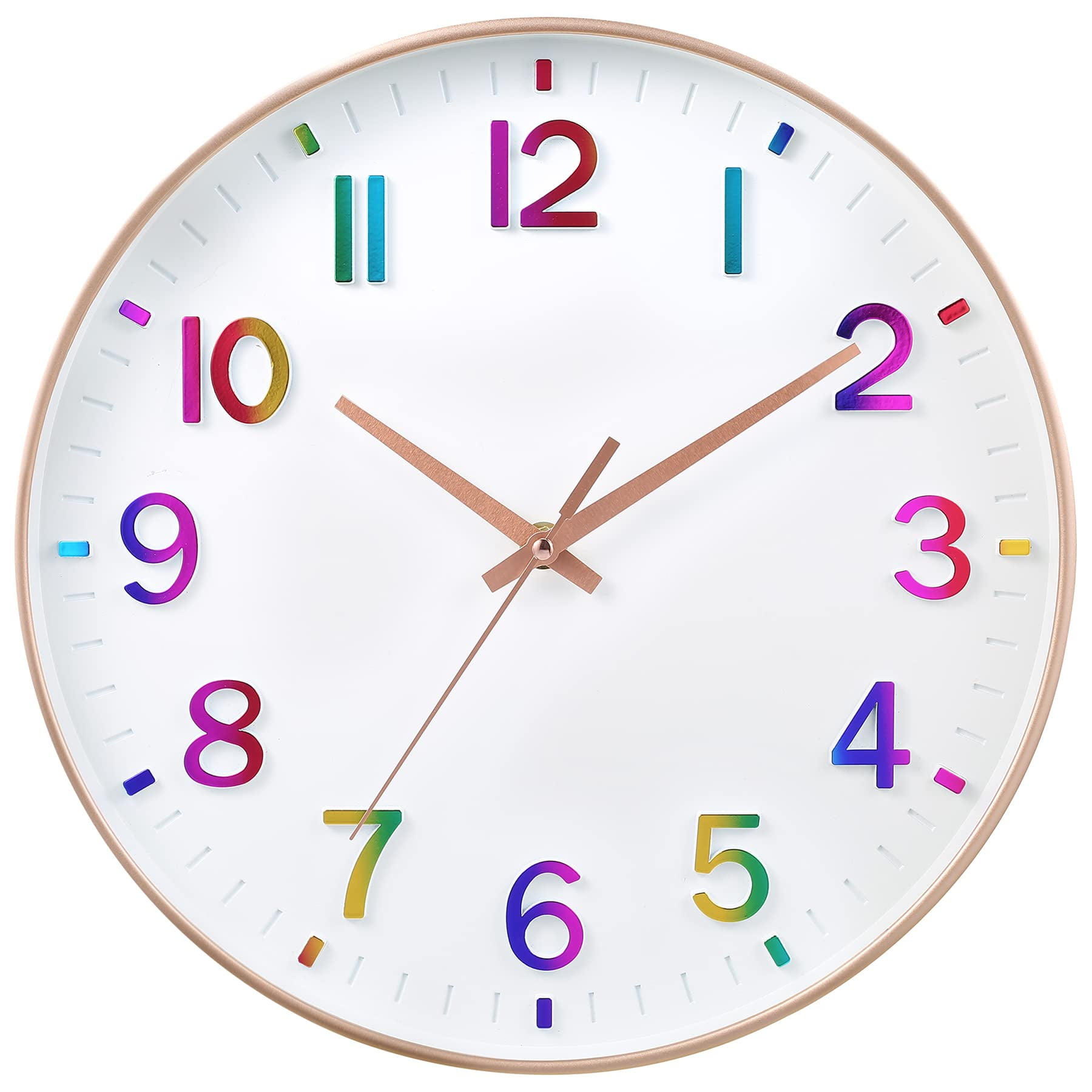 Kid Wall Clocks Battery Operated,12 inch Silent Non Ticking Modern Wall