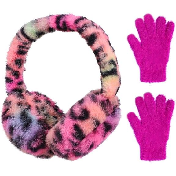 Kid Warm Earmuffs Gloves Girl Soft Plush Ear Muffs Toddler Knit Mittens for Boy Winter Ear Warmer Set