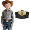 thumbnail image 1 of Kid Western Leather Belt for Boys Girls,Toddler Youth Embossed Bull Belt for Jeans Christmas Gifts, 1 of 8