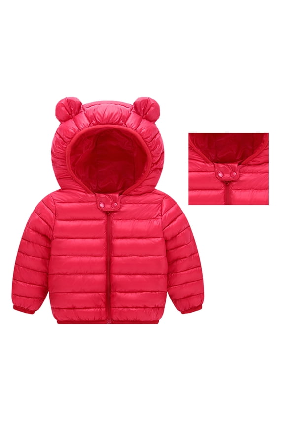 Kid Winter Coat Light Weight Water-Resistant Bear Hooded Kids Down Jacket Girls Winter Clothes 3-4 Years