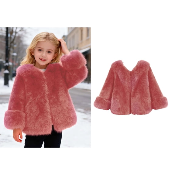 Kid Winter Coat Pink Fluffy Coat Jacket Girls Warm Winter Coat Girls Coats Size 8-9 Years