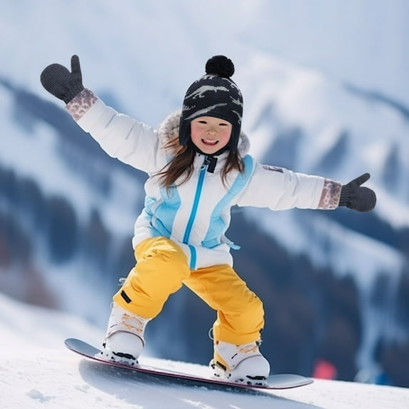 Kid Winter Hat with Ear Flaps Gloves Set, Knitted Beanies Cap for Ages 4-6 Years Boys and Girls