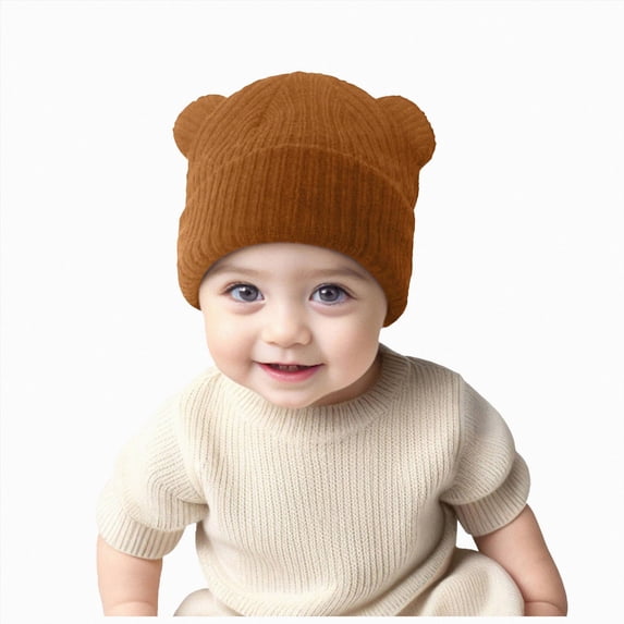 Kid Winter Knitted Hat Baby Fall And Winter Hats High Elastic Boys And Girls Baby Knitted Hats Indoor Outdoor Traveling Use,3-36 Months,A52-Coffee