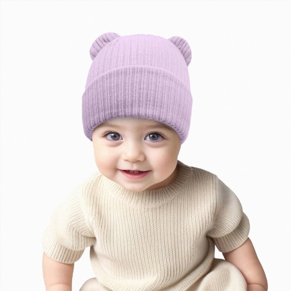 Kid Winter Knitted Hat Baby Fall And Winter Hats High Elastic Boys And Girls Baby Knitted Hats Indoor Outdoor Traveling Use,3-36 Months,A52-Pink
