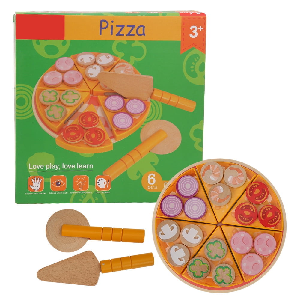 Kid Wooden Simulation Pizza Cutting Toy Kitchen Vegetable Pretend Play Educational ToyPizza