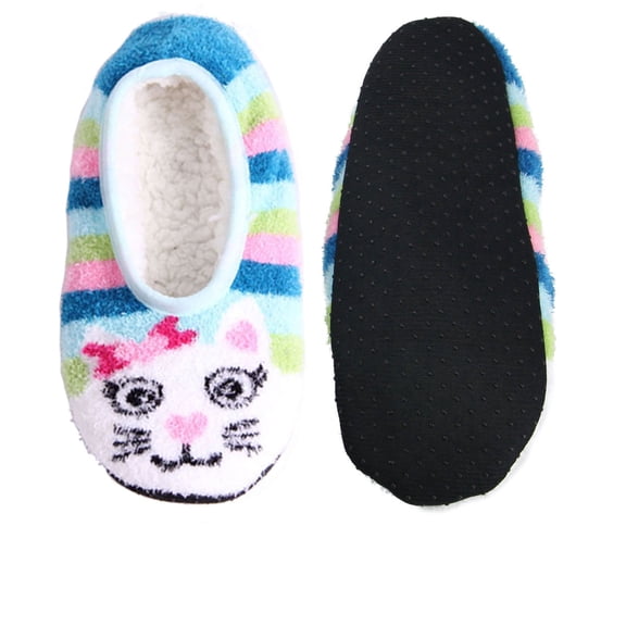 BambooMN Kid/Youth Unisex Warm Microfiber Animal Cozy Fuzzy Slippers Non-Slip Lined Socks/Shoes