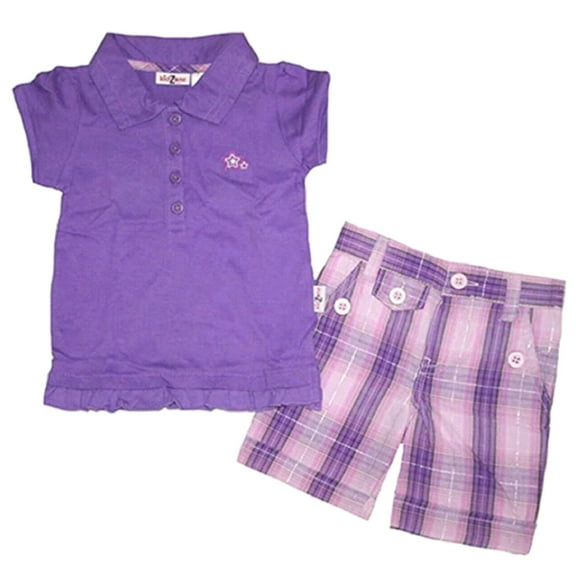 Kid Zone Little Girls Violet Polo & Short Set ( Small 4)
