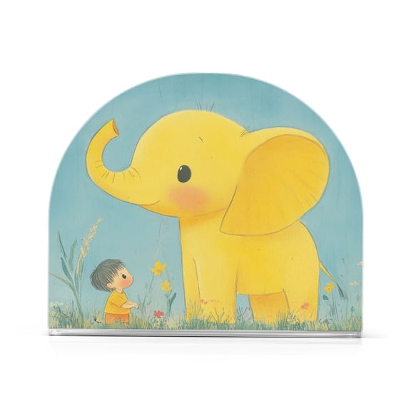 Kid and Elephant Thick U Shape Acrylic Napkin Holder Non Slip Space Saving for Kitchen