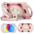 thumbnail image 1 of Kid-friendly Case for iPad 10th Gen 10.9" (2022), Rugged Silicone + PC Kickstand Hand/ Shoulder Strap Durable Protective Heavy Duty Protection Tablet Case for iPad 10th Gen 10.9" - Pink, 1 of 9