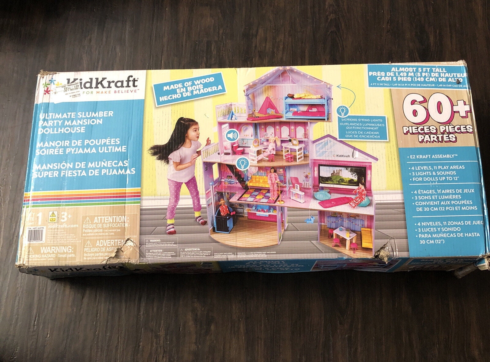 Kid kraft Slumber Party Mansion Dollhouse Gift for Kids 60+ Pieces Age