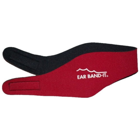 Kid or Adult Ear Band-It Head Band w/Ear Plugs, Red, Medium