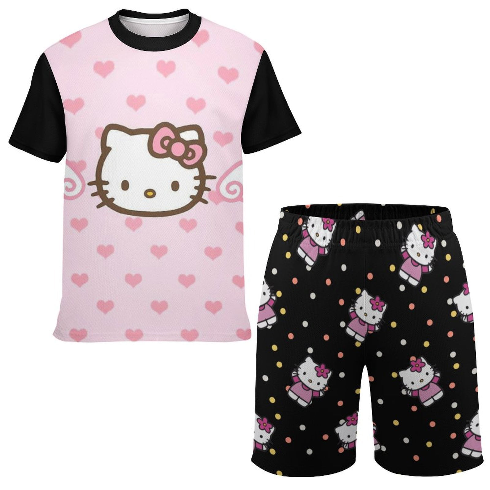 Hello Kitty & Friends Girls 2-Pc T-Shirt & Bike Shorts Set | Sky Blue | 2-10 Years (AA482)