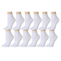 Kid's Ankle Socks Athletic Sports Running Socks (4-6 White 12 Pairs)