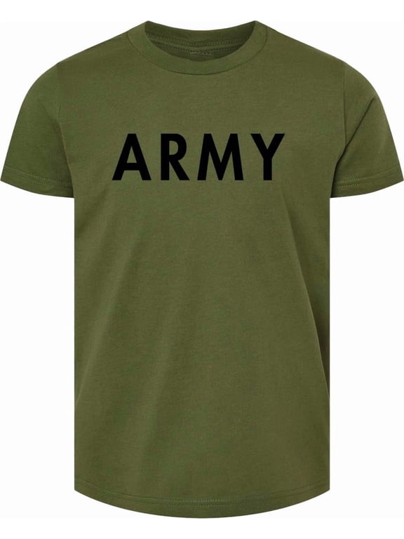 Kid's Army PT Style T-Shirt | U.S. Army Military Physical Training Infantry Child Boy Girl Tee Shirt (OliveDrab, X-Large)