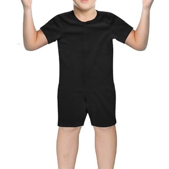 Kid's Back-Zipper One-Piece Onesie-Like Bodysuit Underwear-Black and White