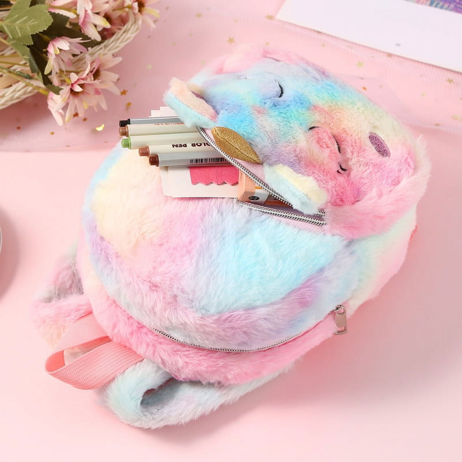 Kid s Backpack Mini Fluffy Schoolbag for Girls Cartoon Plush Unicorns Design Student Cute Travel Book Bag Color Squinting Walmart