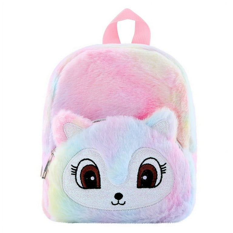 Kid s Backpack Mini Fluffy Schoolbag for Girls Cartoon Plush Unicorns Design Student Cute Travel Book Bag New