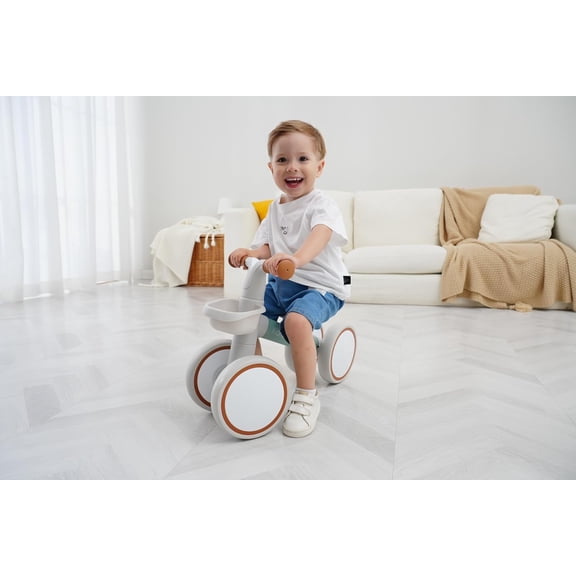Kid's Balance Bikes for 1 Year Old Boys and Girls, 12-36 Months Toddler Ride-on with Adjustable Seat and a Front Basket, First Birthday Gifts (Green)