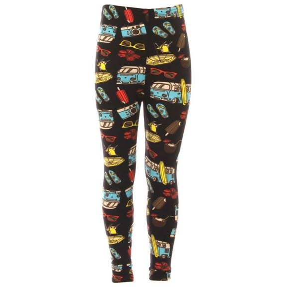 Kid's Beach Theme Mini Van Pattern Printed Leggings - L/XL