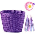 thumbnail image 1 of Kid's Bicycle Basket Streamers Set, Children's Bike Handlebar Wicker Basket Bike Streamers Bell and Stickers,Bicycle Decoration Accessories for Toddler Children Kids Girl, 1 of 7