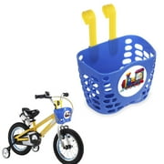 Kid's Bike Basket, Blue Basket Holder Cute Engine Train Pattern Bicycle Front Handlebar Basket for Kid Boys