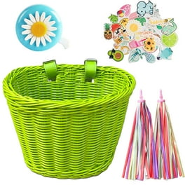 Girls Bicycle Basket Streamers Set Children s Bike Handlebar Wicker Basket with Colorful Bike Streamers Bell and Stickers Bike Decoration Accessories Kit Walmart