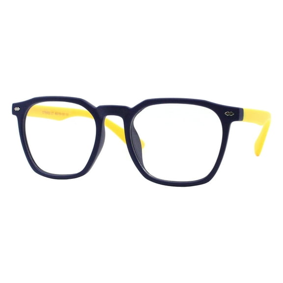 Kid's Blue Light Blocker Glasses Soft Flexible Square Girls Boys UV Navy Yellow