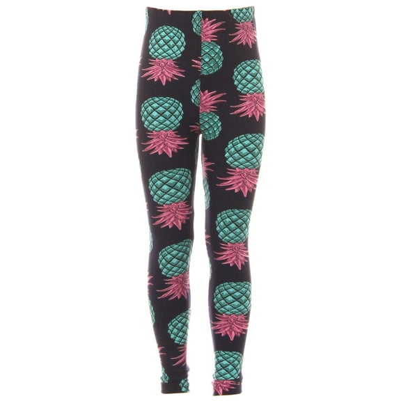 Kid's Blue Pineapple Fruit Pattern Printed Leggings - S/M