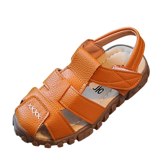 Kid's Boy's Girl's Soft Sole Close Toe Sport Beach Sandals Children Boys Sandals Summer Hollow Causal Soft Bottom Baby Flat Beach Shoes Yellow 2-3 Years