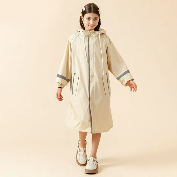 Kid's Boys Girls Raincoat with School Bag and Hood Students Children Solid Color Long Raincoat Rain Cape Rain Poncho Toddler Size 3T