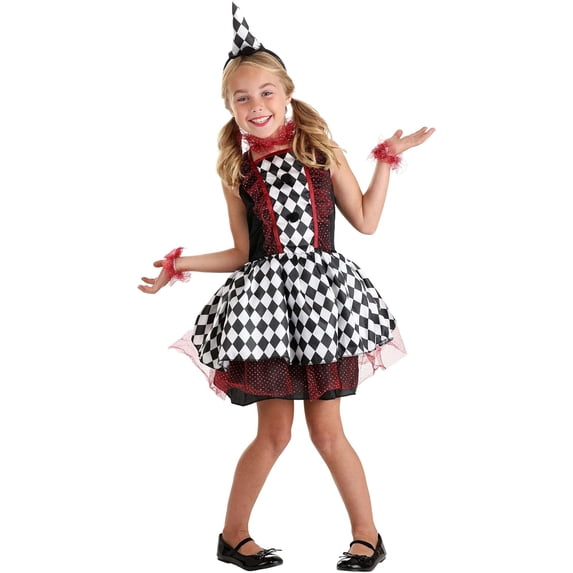 Kid's Burgundy Harlequin Costume