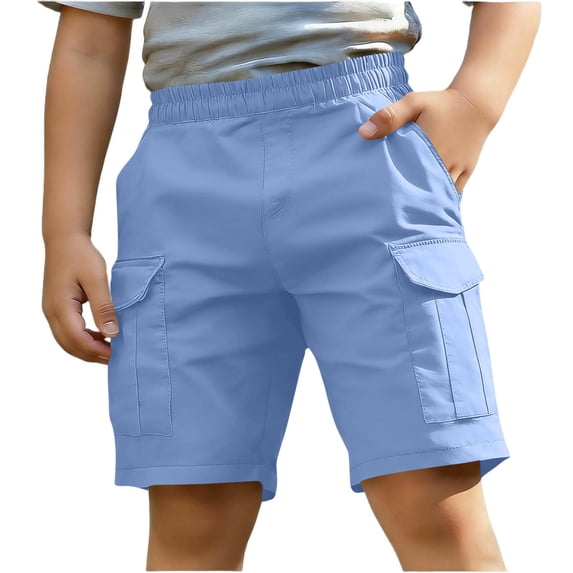 Kid's Cargo Shorts School Uniform Elastic Waist Summer Shorts Boys Girls Athletic Casual Loose Comfortable Bottoms with Pockets
