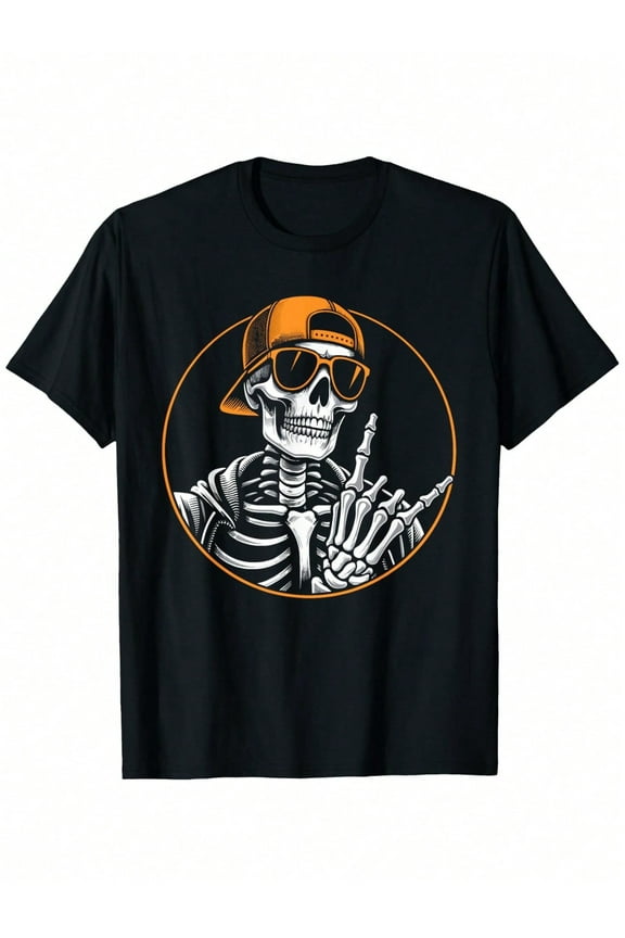 Kid's Cartoon T shirt, Boys T Shirt Halloween Skeleton Rock Hand, Rocker, Boy Girl & Boys, Rock Music T-ShirtCrew Neck Short Sleeve T shirt