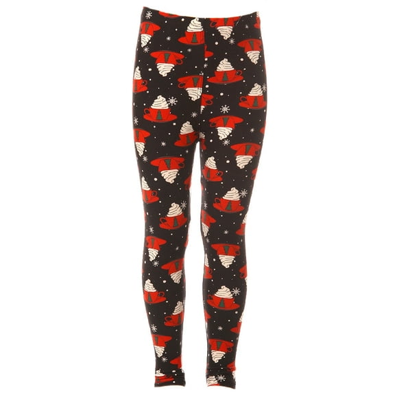 Kid's Christmas Coffee Mug Pattern Printed Leggings - S/M