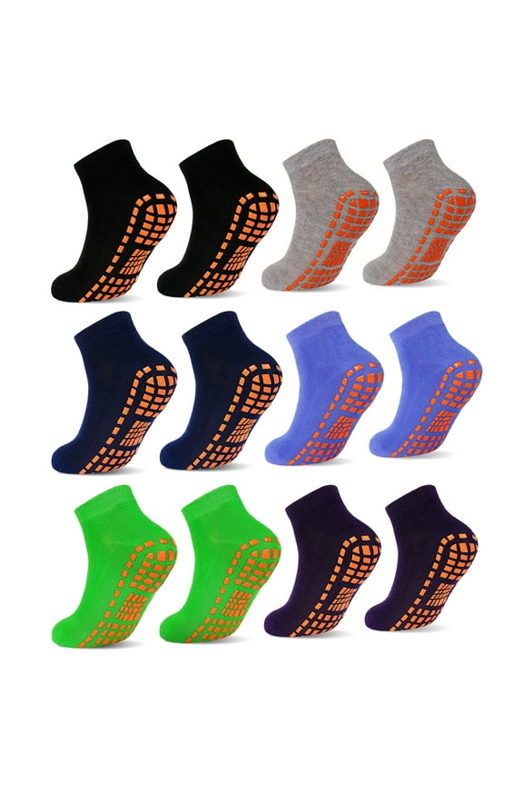Kid's Cotton Anti Skid Trampoline Socks, Multicolor (6)