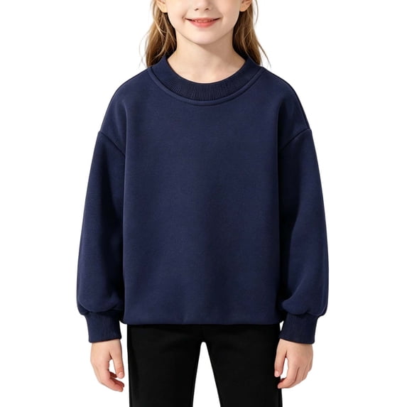 Kid's Cotton Oversized Sweatshirt Crewneck Pullover Long Sleeve Lounge Top Solid Color Pullover Sweatshirt for Boys & Girls 0-10Years